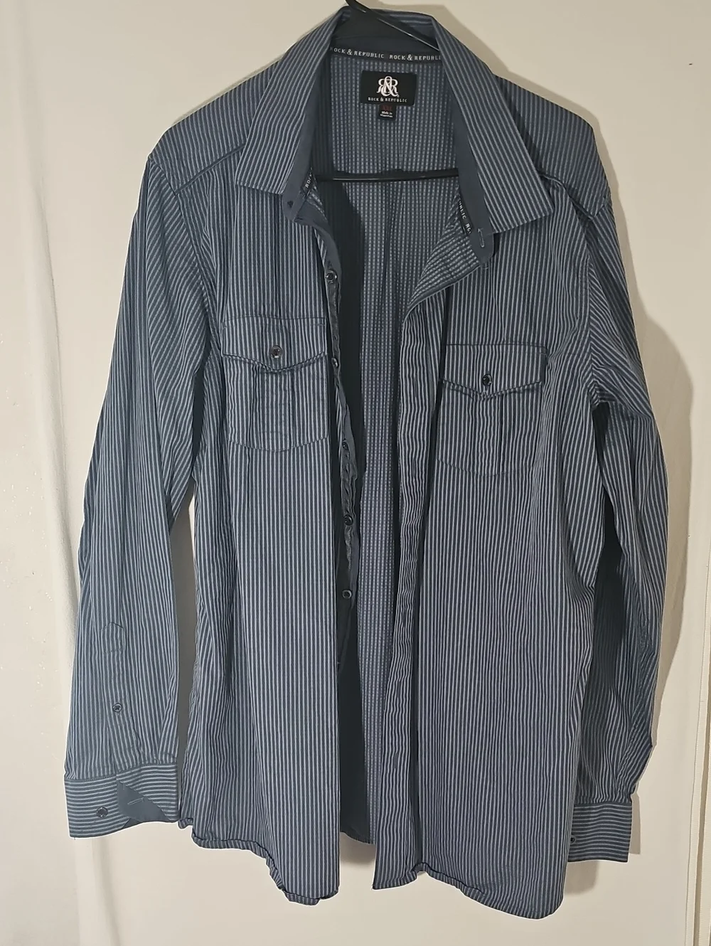 Rock & Republic Men's Navy Pinstripe Shirt Jacket